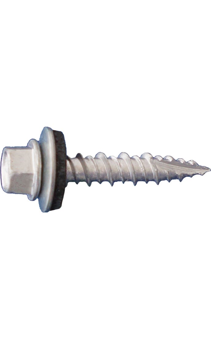 #10 x 3" Type 17 High-Low Threaded Post Frame Screws with Neoprene Bonded Sealing Washers, 15 Threads Per Inch, Hex Washer Head, 1/4" Driver, Tanner Ultra-Guard Corrosion Resistant Coating