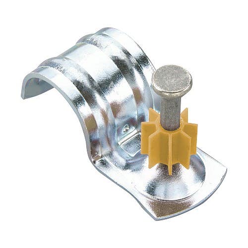 3/4" EMT Clip 1" Pin with Threaded Head, Powers .300 Head Drive Pins with EMT Conduit Clip for Powers Gas Fastening Systems, .145 Shank Diameter