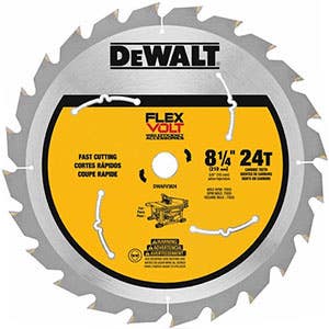 8-1/4" x 0.049" x .625" FLEXVOLT Wood Cutting Table Saw Blade, 24 Teeth, 20.0 Hook Angle, 0.071 Kerf, DeWalt® DWAFV3824