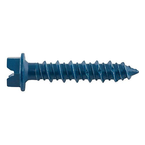 1/4" x 5" UltraCon+ Concrete Screw Anchors, Hex Washer Head, Gimlet Point, 5/16" Drive Size, 3/16" Drill Bit Size, Blue Stalgard Coating