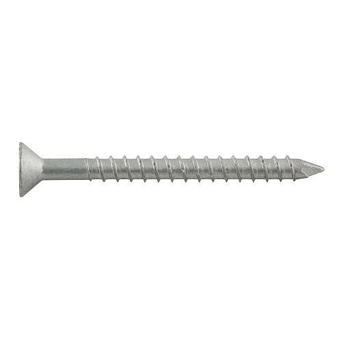 #14 x 1-3/4" Crete-Flex Concrete Screw Anchors, Star Flat Trimfit Head, #3 Drive Size, 1/4" Drill Bit Size, 410 Stainless Steel