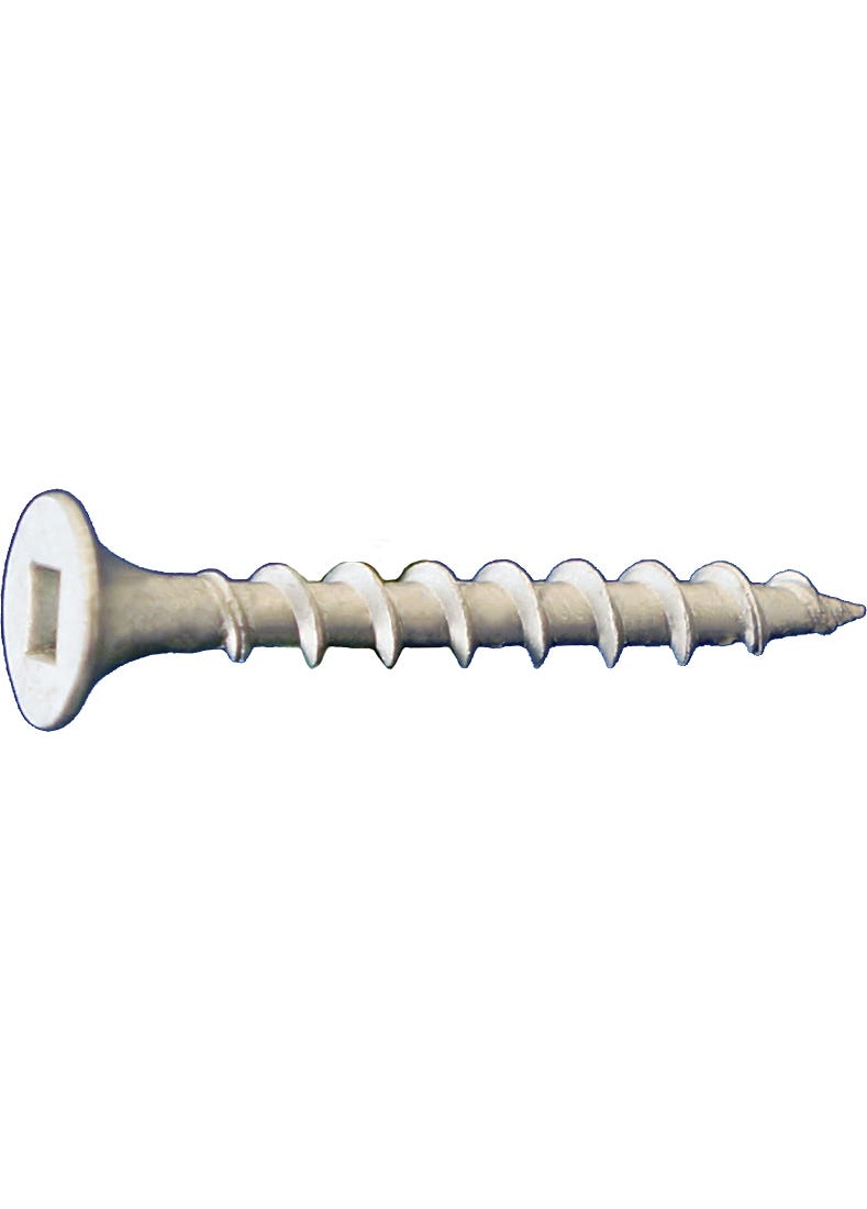 #10 x 4" Deck Screws, 8 Threads Per Inch, Bugle Head with Square Drive, Silver Dacromet Corrosion Resistant Coating