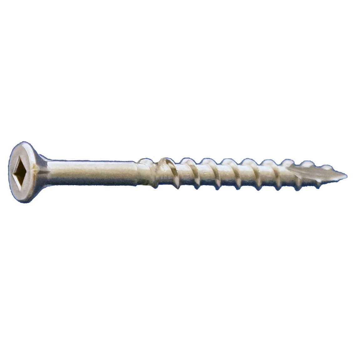 #10 x 4" Type 17 Deck Screws, 8 Threads Per Inch, Flat Head with Square Drive and Nibs, #2 Driver, 305 Stainless Steel