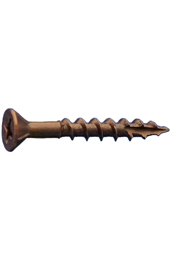 #8 x 2" Type 17 Coarse Threaded Wood Screws, 10 Threads Per Inch, Phillips Flat Head with Nibs, #2 Phillips Driver, Lubricated Finish