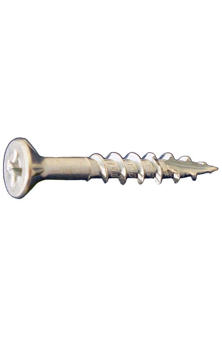 #8 x 1-5/8" Type 17 Coarse Threaded Wood Screws, 10 Threads Per Inch, Phillips Flat Head with Nibs, #2 Phillips Driver, Zinc Plated