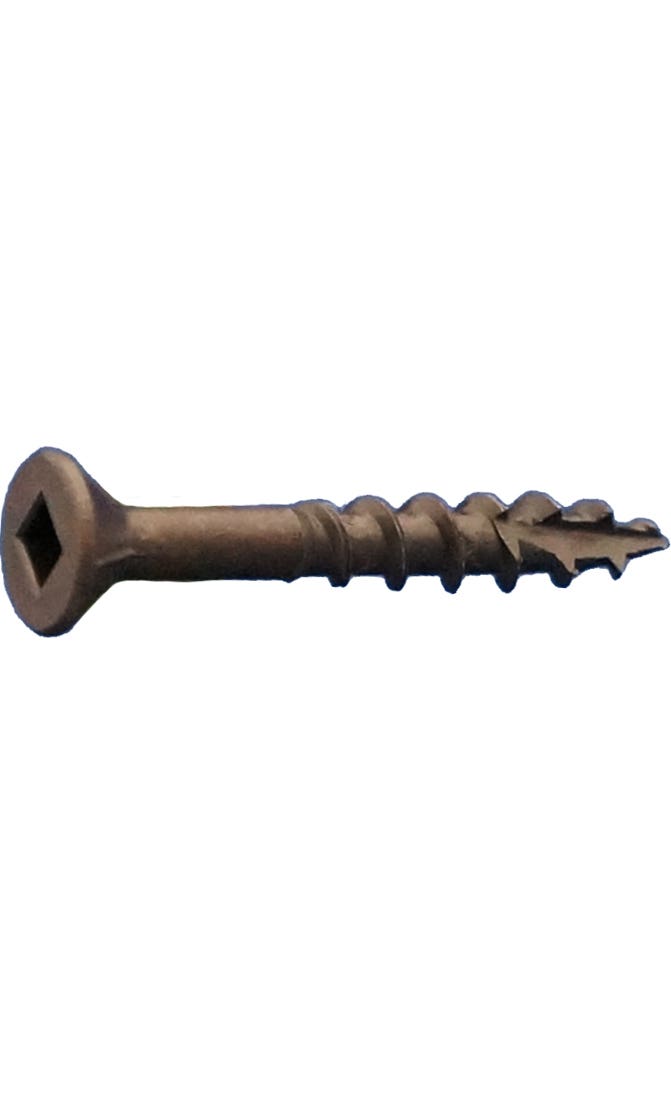#10 x 3" Type 17 Coarse Threaded Wood Screws, 8 Threads Per Inch, Flat Head with Square Drive and Nibs, #2 Driver, Lubricated Finish