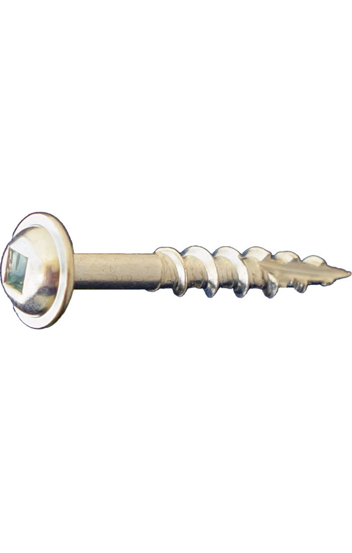#8 x 1" Type 17 Coarse Thread Wood Screws, Fully Threaded, 10 Threads Per Inch, Round Washer Head with Square Drive, #2 Driver, Zinc Plated