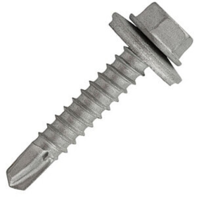 #8-18 x 3/4" Drilit Self-Drilling Screws, 1/4" Hex Washer Head with Bonded Sealing Washer, #2 Point, Case Hardened Carbon Steel with Zinc Finish