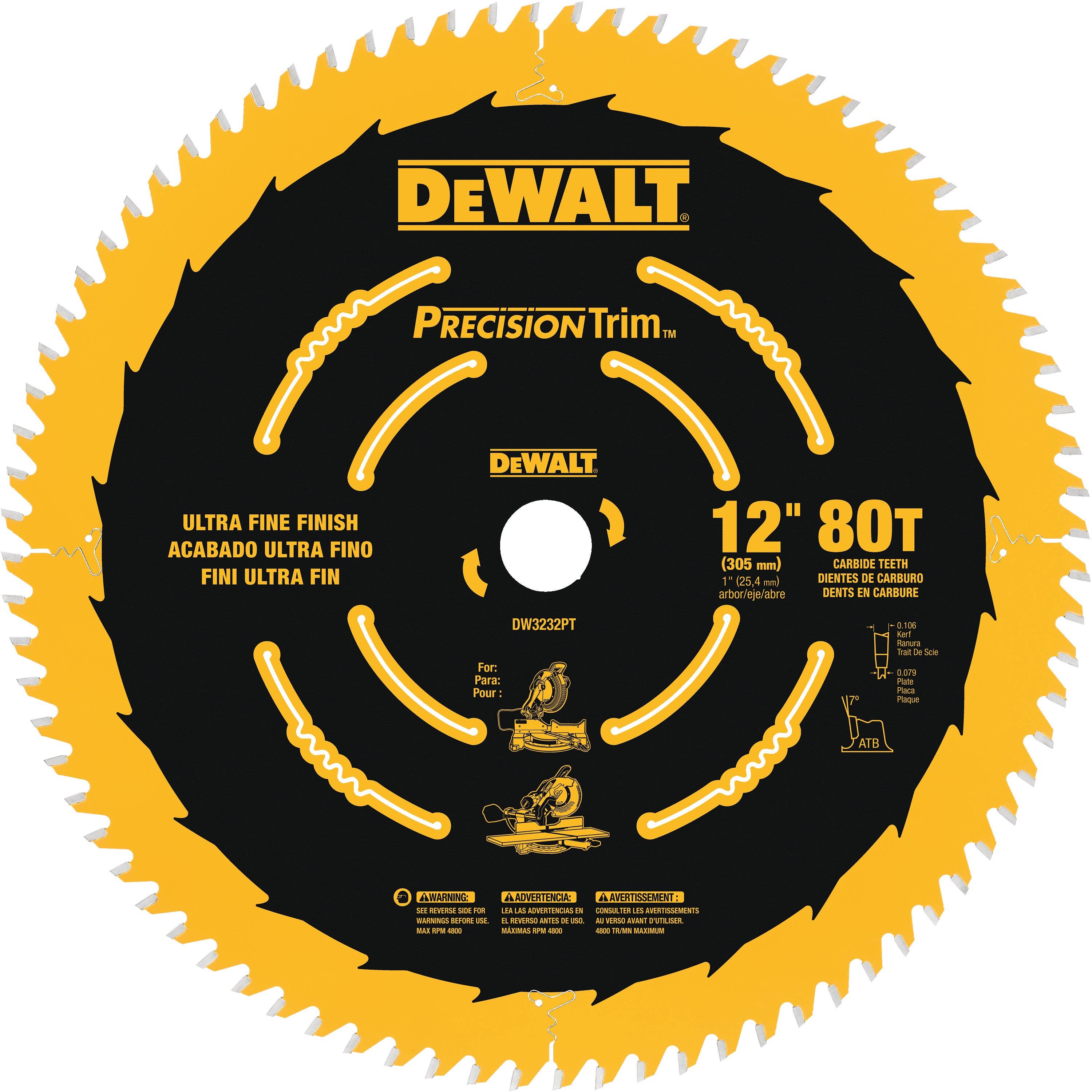 12" 60-Tooth Circular Saw Blade, DeWalt DW3216PT