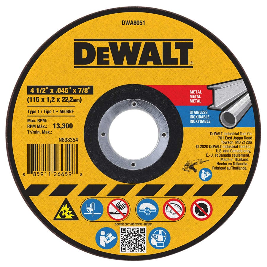 DeWalt DWA8051 4-1/2 x 0.045 x 7/8 Metal Cut-Off Wheel for General Purpose (25/Box)