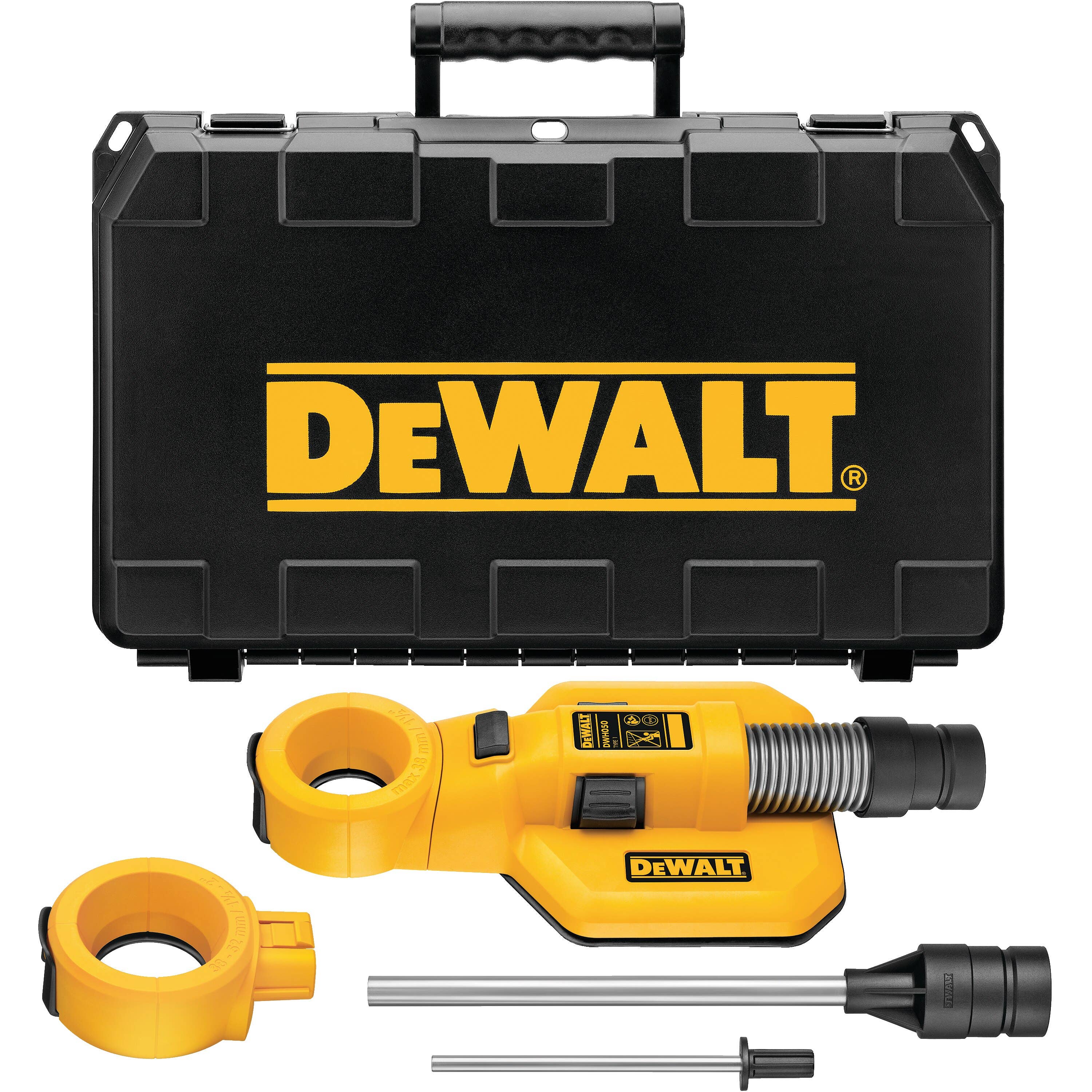 DeWalt® DWH050K Large Hammer Dust Extraction - Hole Cleaning, For Holes 1-1/2" & 2", Fits SDS+ / Spline / SDS Max Chucks, Fits DW Universal Hose Connector