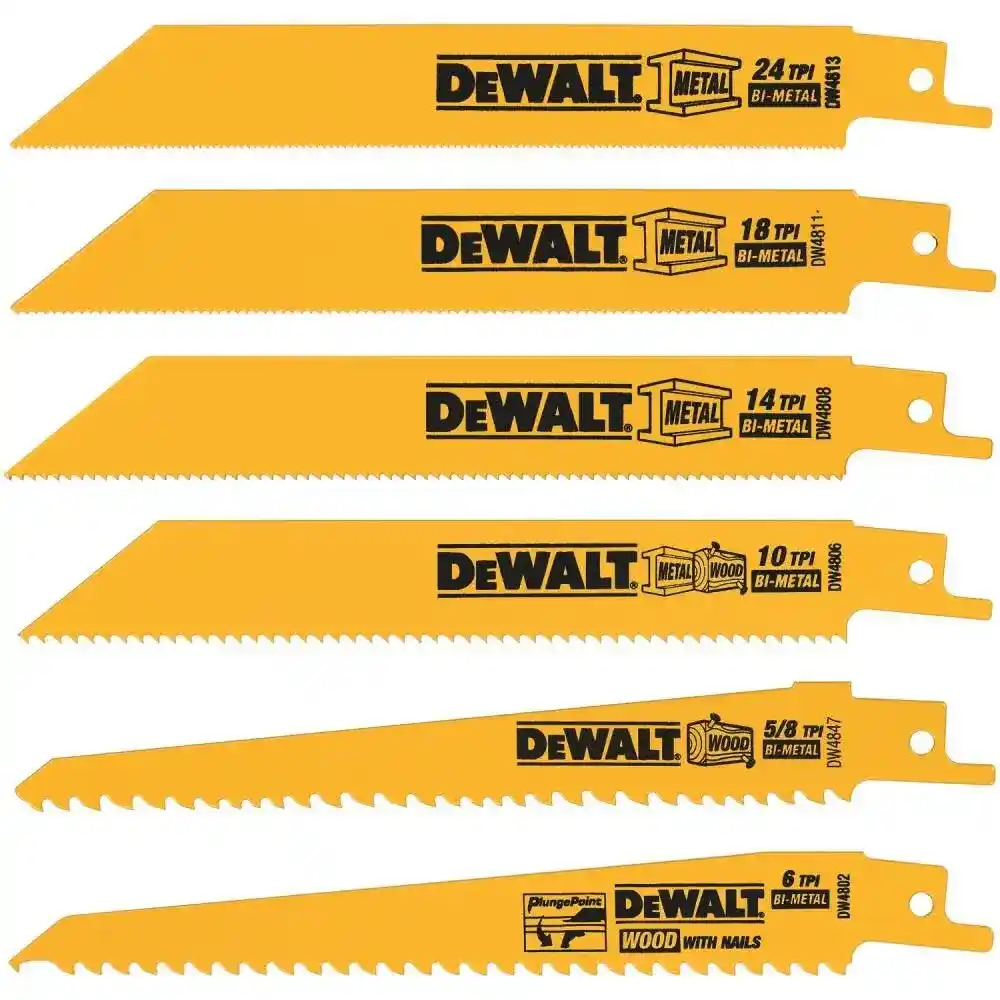 DeWalt 6-Piece Bi-Metal Reciprocating Blade Set, DW4856