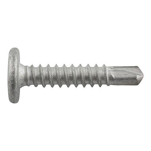 #10-16 x 1" Architectural Roof Clip Self-Drilling Screws for Steel Applications, Pancake Head with #2 Phillips Head, #3 Point, Carbon Steel with Silver Stalgard Coating