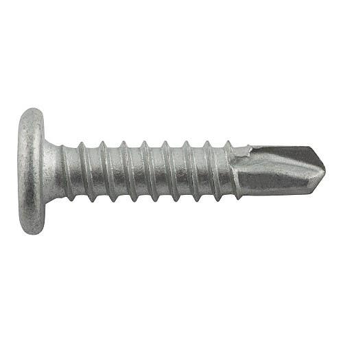 #12-14 x 1" Architectural Roof Clip Self-Drilling Screws for Steel Applications, Pancake Head with #2 Phillips Drive, #3 Point, Carbon Steel with Silver Stalgard Coating