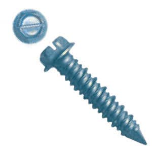 3/16" x 4" UltraCon Masonry Screws, Slotted Hex Washer Head, Carbon Steel with Blue Stalgard Coating
