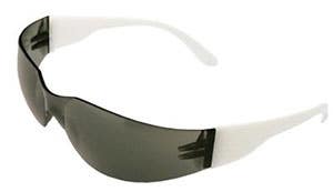 Lucy Female Safety Glasses, Smoke Anti-Fog Lens with White Temple, 9.5 Base Curve, Ultra Lightweight, Frameless Design