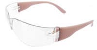 Lucy Female Safety Glasses, Clear Anti-Fog Lens with Pink Frame, 9.5 Base Curve, Hard Coated Polycarbonate Lens, 99% UV Protection