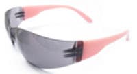 Lucy Female Safety Glasses, Smoke Anti-Fog Lens with Pink Frame, 9.5 Base Curve, Hard Coated Polycarbonate Lens, 99% UV Protection