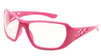 Rose Female Safety Glasses, Clear Lens with Pink Frame and Rhinestones, 8 Base Curve, 99% UV Protection