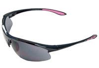 Ella Female Safety Glasses, Smoke Lense with Gray Nylon Frame, 8 Base Curve with Dual Lens, Soft Rubber Nose Pad, Padded Rubber Temples