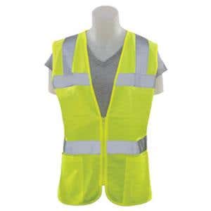 Hi-Visibility ANSI Class 2 Female Fitted Vest,  2 Waist Pockets, Zipper Closure, Hi-Vis Yellow, Large