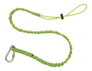 Ergodyne Squids 35" - 42" Tool Lanyard, Single Captive Eye Stainless Steel Carabiner with Screwgate Locking Connection and Adjustable Barrel Lock Ends, Lime, Max Working Capacity - 15 lbs.