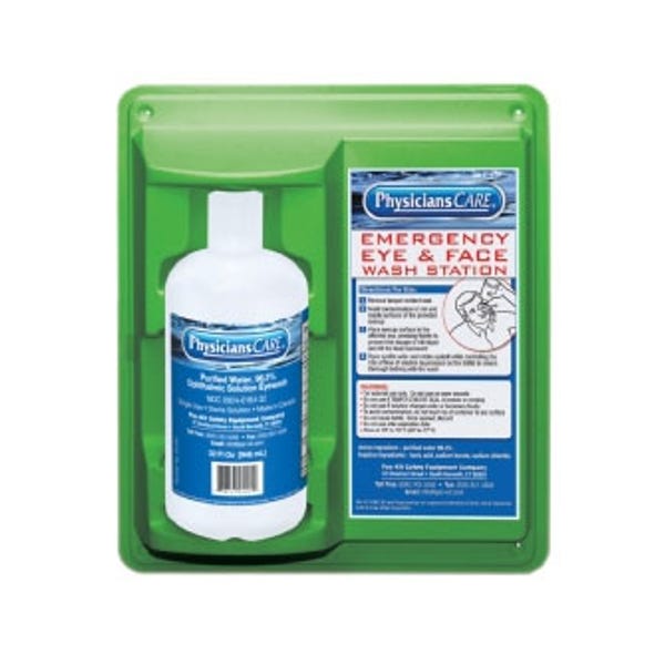Pac-Kit Eyewash Station with Wall Mount, One 32 oz. Eyewash Bottle and Eye Cup