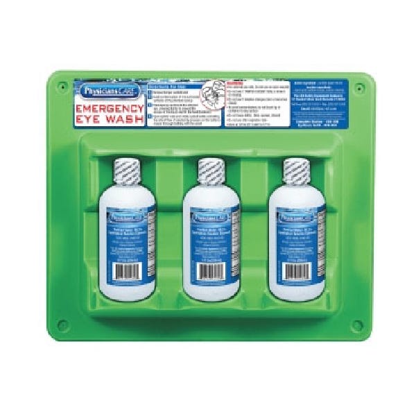 Pac-Kit Eyewash Station with Wall Mount, Three 8 oz. Eyewash Bottles and Eye Cups