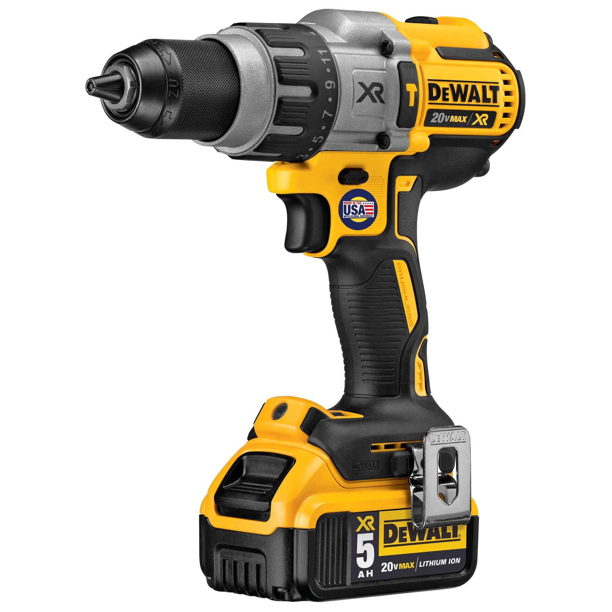 DeWalt® 20V MAX XR Cordless Brushless 3-Speed 1/2 in. Hammer Drill with (2) 20V 5.0Ah Batteries and Charger, DCD996P2