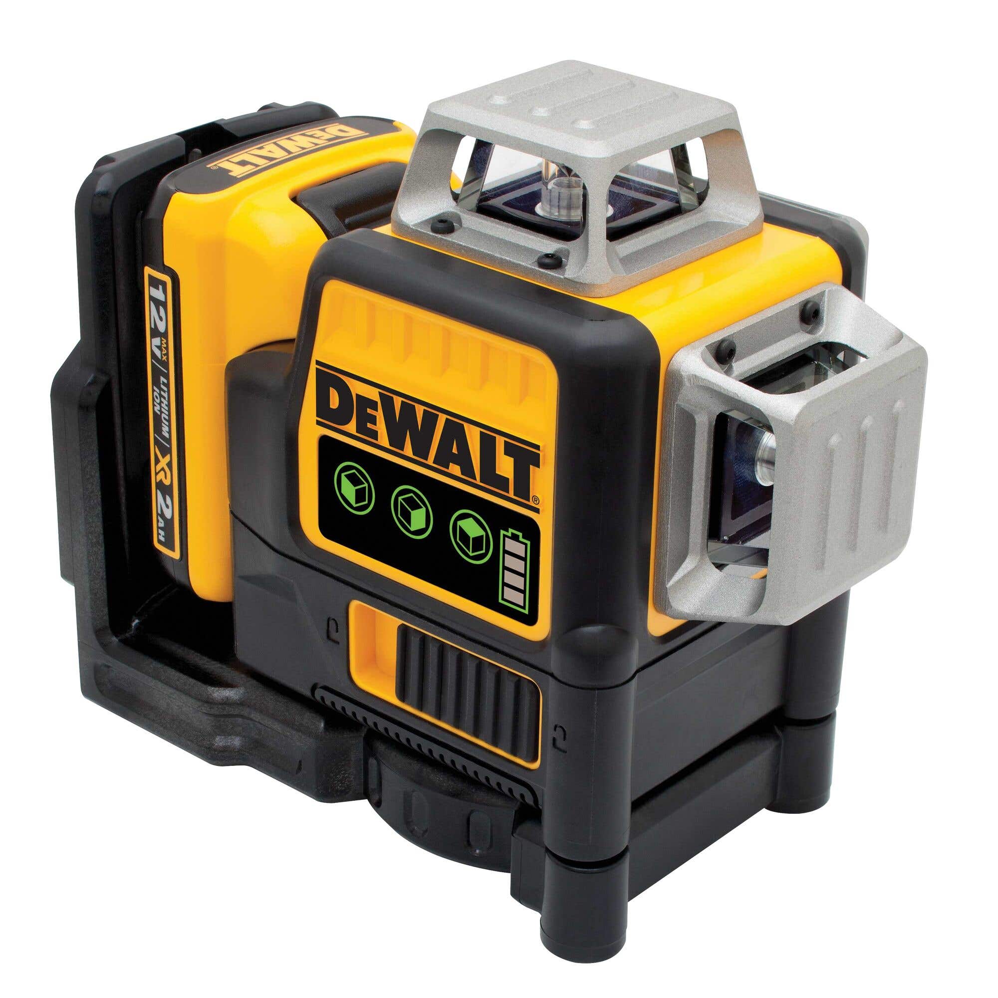 DeWalt® DW089LG 12V MAX* Green 3 x 360 Line Laser, 1/8" Accuracy per 100 FT, 4X Brighter Green Laser, 1/4" and 5/8" Thread Mounts