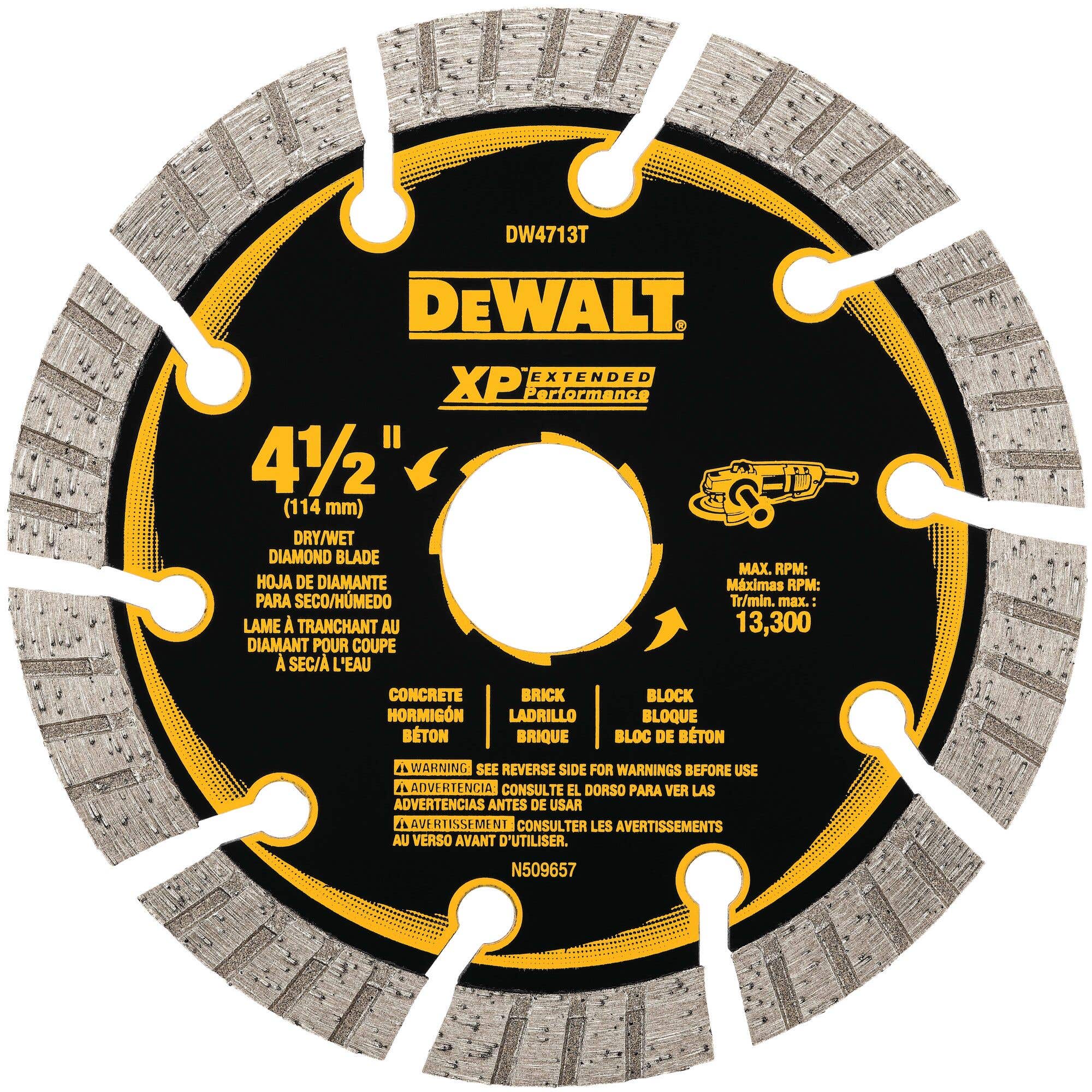4-1/2" XP Turbo Segmented Diamond Blade, DeWalt DW4713T