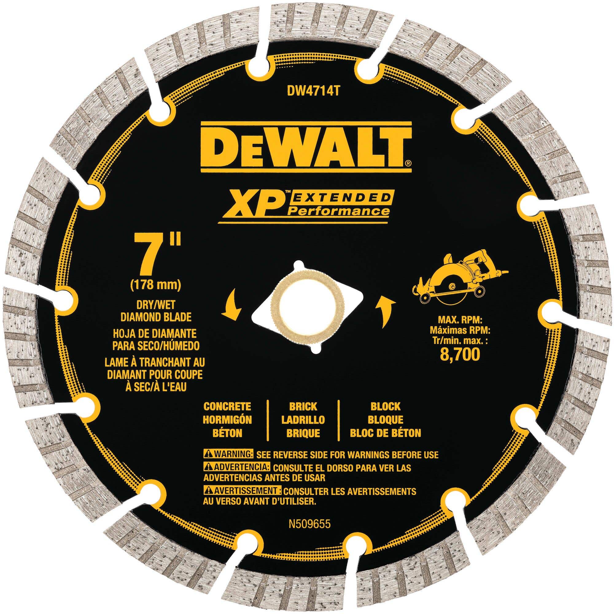 7" XP Turbo Segmented Diamond Blade, DeWalt DW4714T