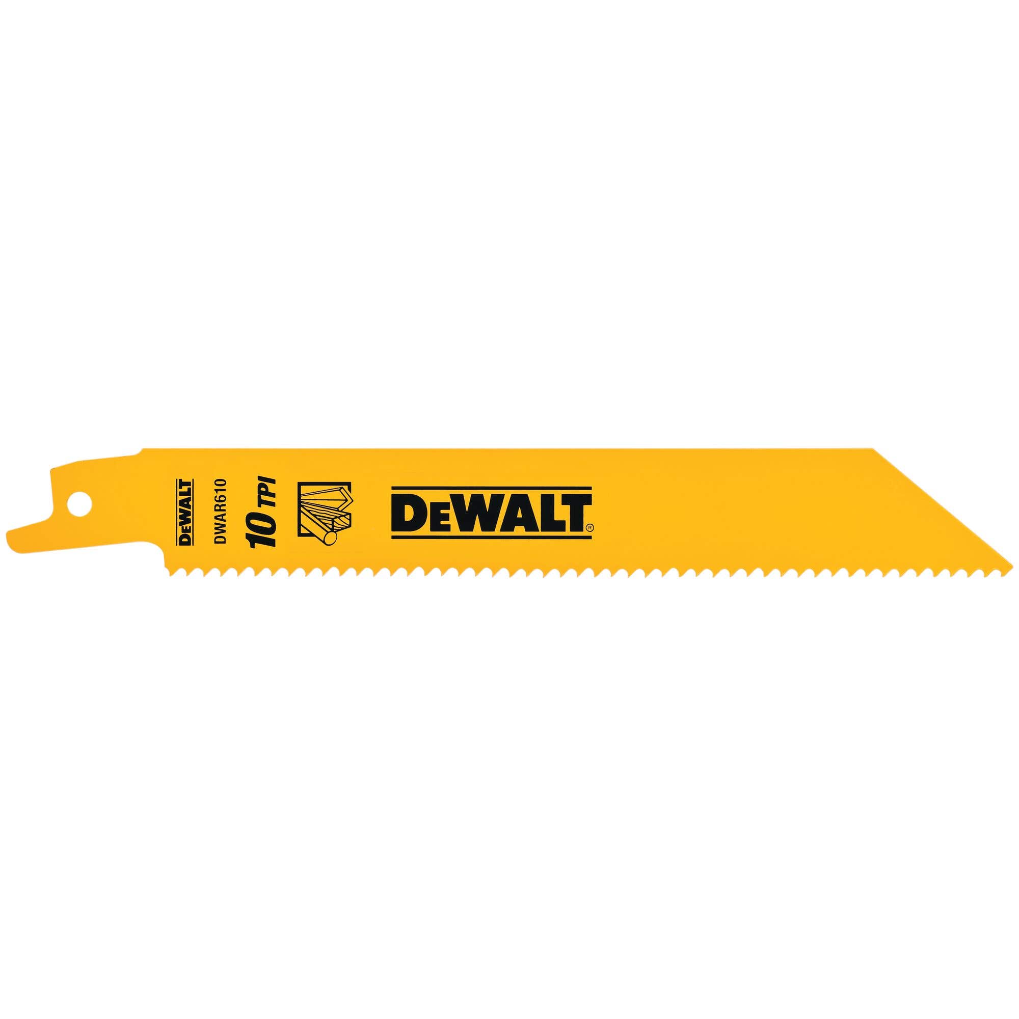6" 10 TPI Straight Back Bi-Metal Reciprocating General Purpose Saw Blade, 5-Pack, DeWalt DW4806