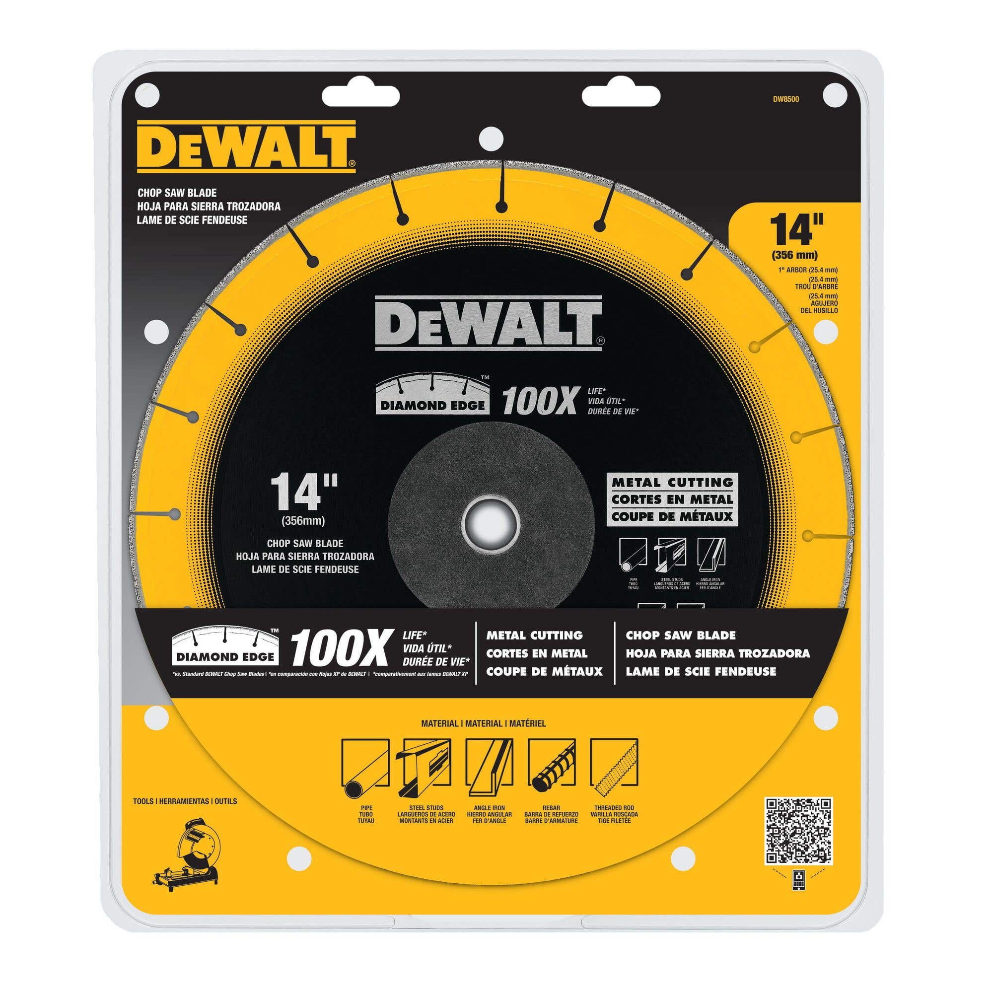 14" x 1" Diamond Edge Chop Saw Blade, DeWalt DW8500