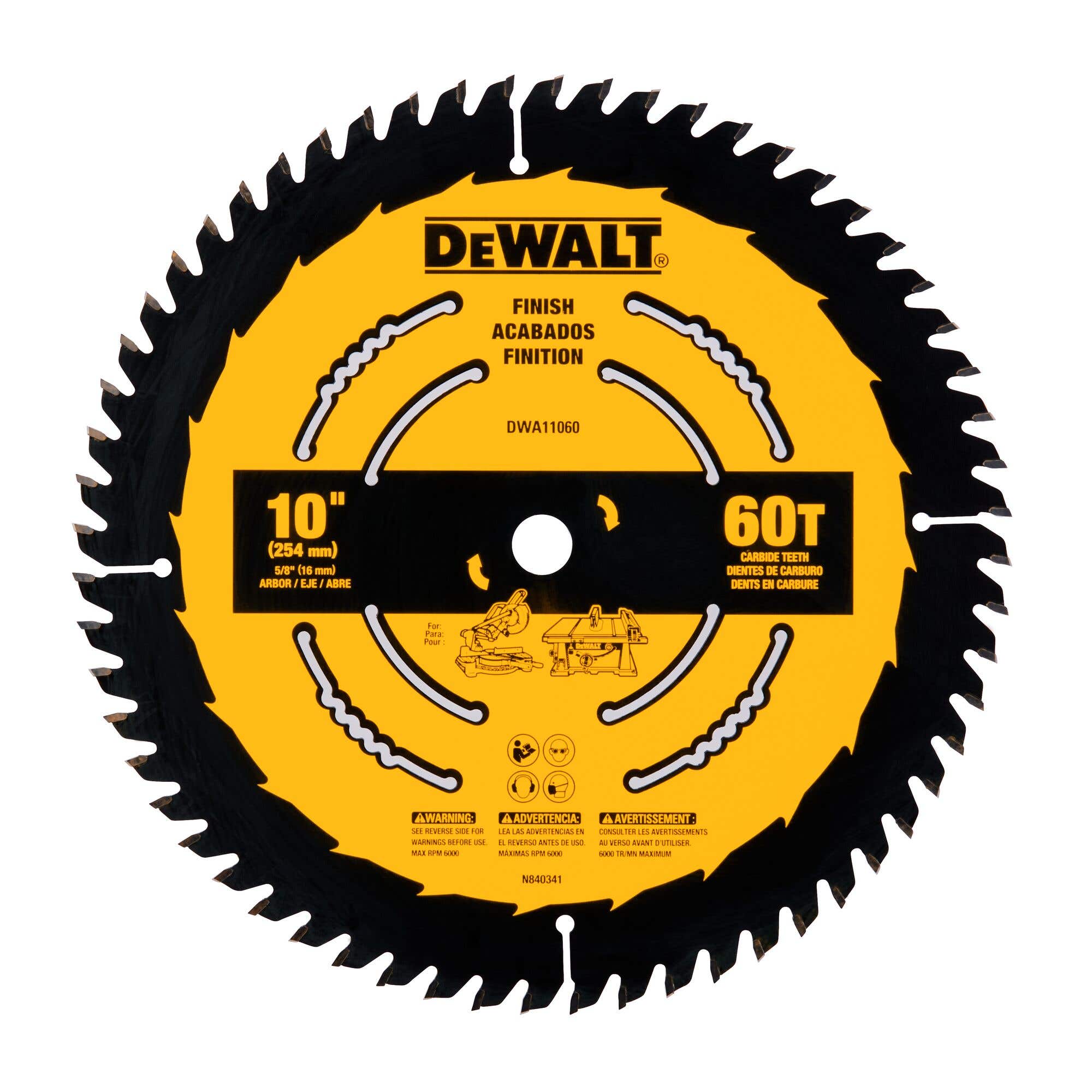 10" Circular Saw Blade, 60 Tooth, DeWalt DWA11060