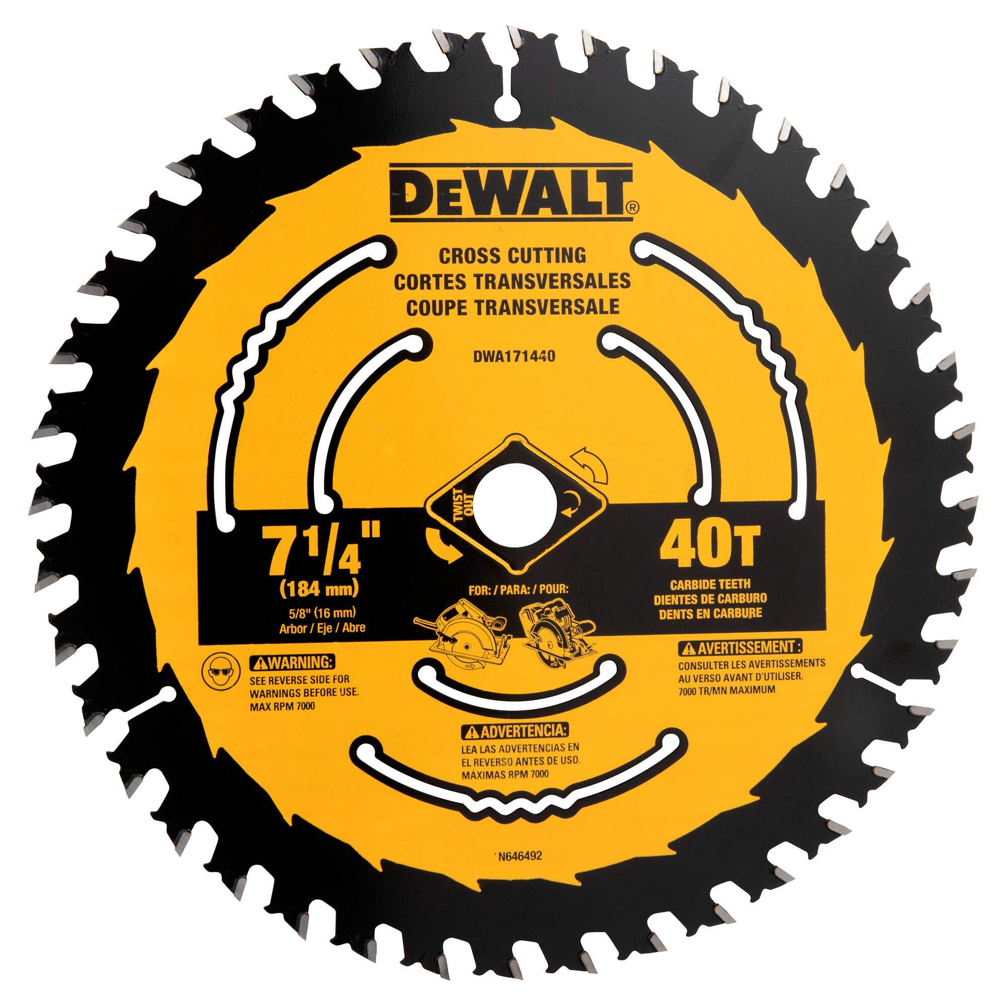7-1/4" Circular Saw Blades, DeWalt DWA171440B10
