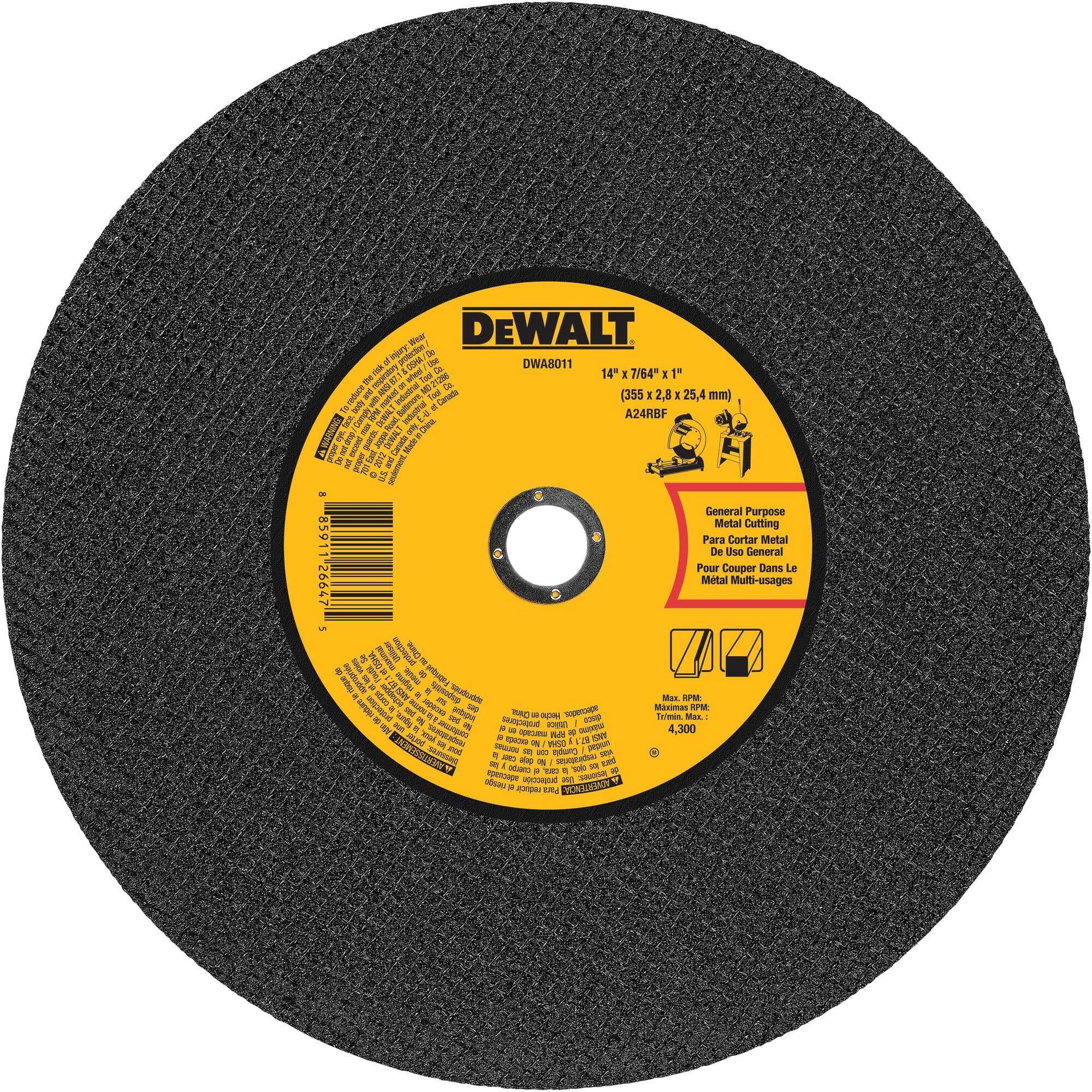 14" x 7/64" x 1" General Purpose Chop Saw Wheel-Metal, DeWalt DWA8011