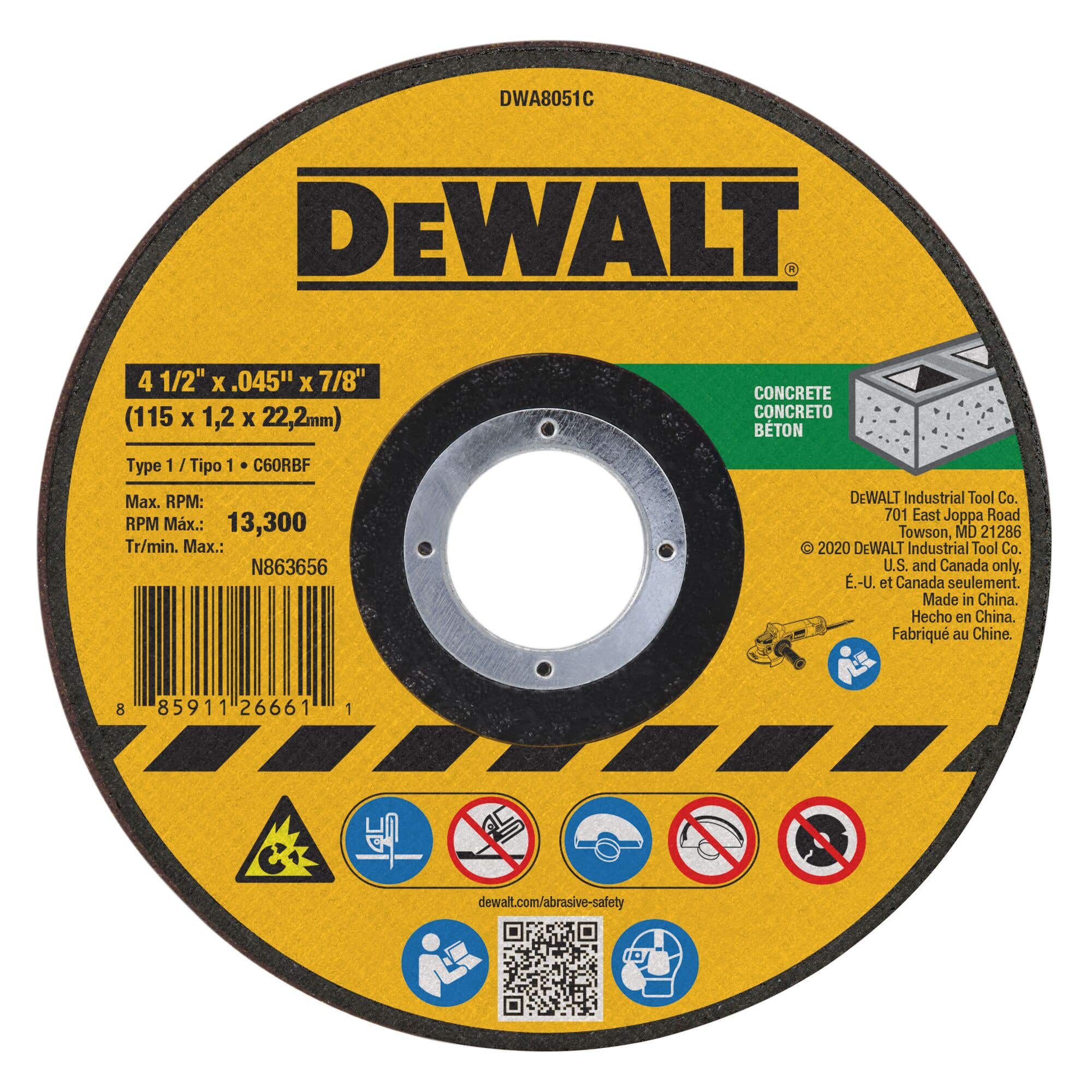 DeWalt General Purpose Cutting Wheels, Concrete, DWA8051C
