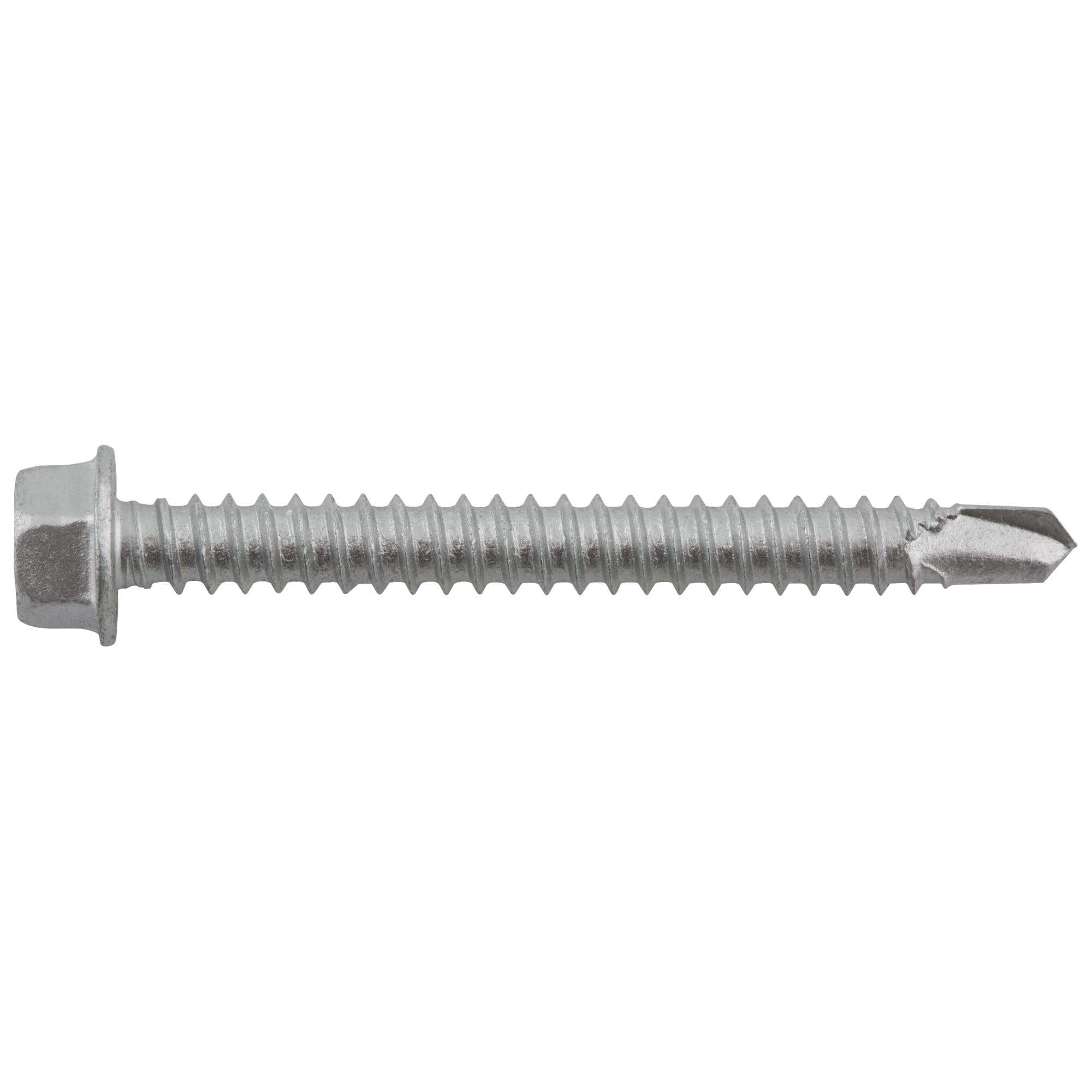 #12-14 x 2" Bi-Flex 300 Series Bi-Metal Self-Drilling Screws, 5/16" Hex Washer Head, #2 Point, Hardened Steel Tapping Threads and Point, 18-8 Stainless Steel Head and Shank with Stalgard GB Coating