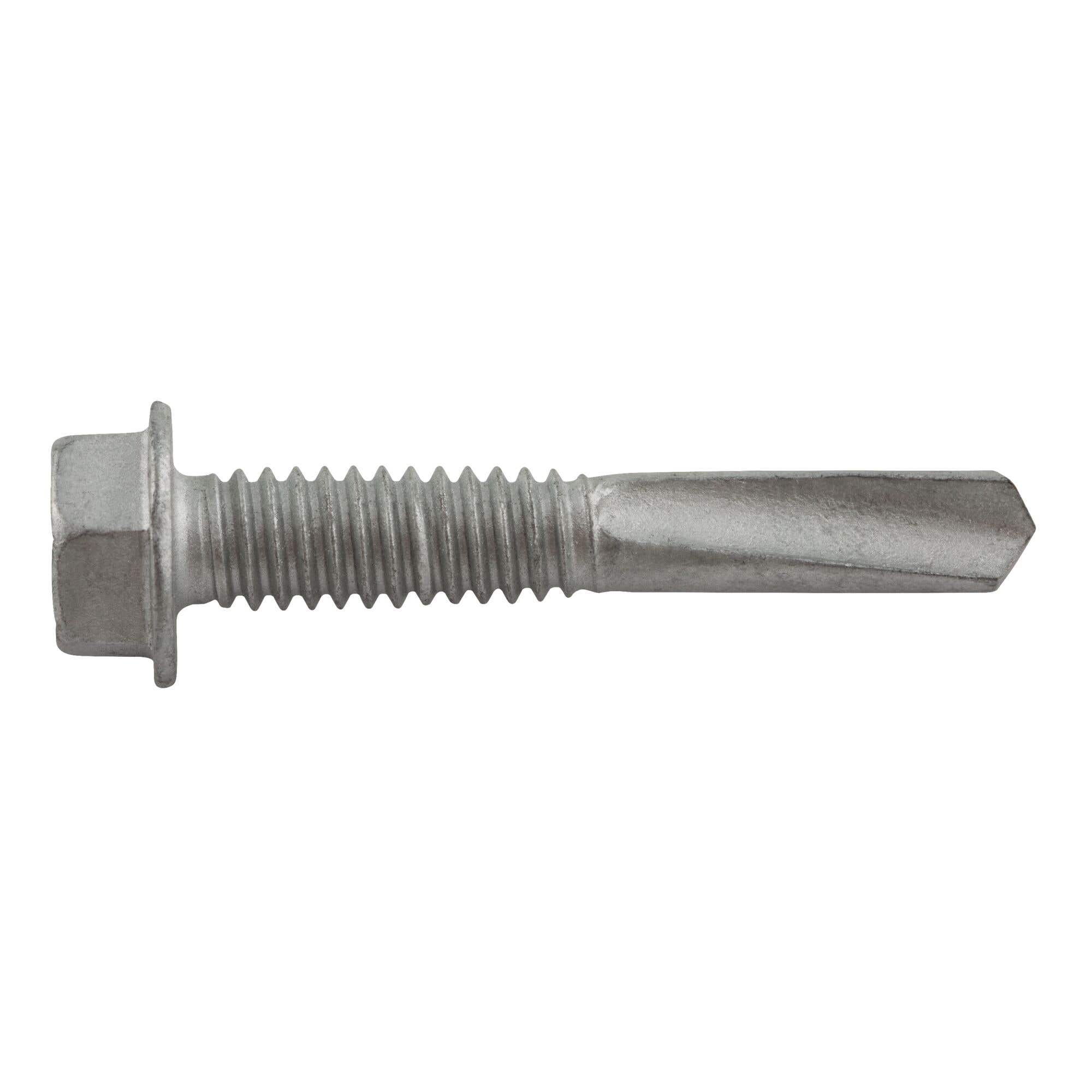 #12-24 x 1-1/2" Drilit Self Drilling Screws with Extended Drilling Capacity, Hex Washer Head, #5 Point, Case Hardened Carbon Steel with Stalgard Coating, ICC Code Approved, ESR-3294