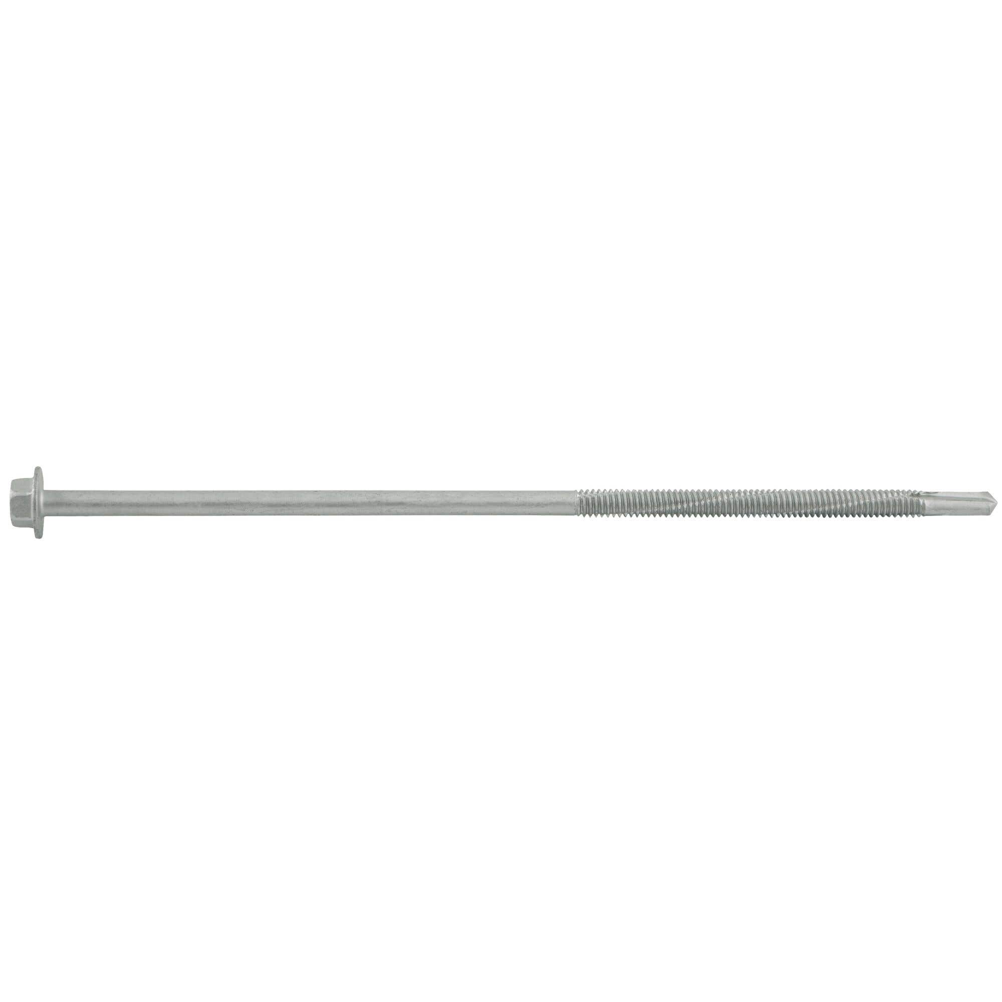 1/4-20 x 8" Drilit Self-Drilling Screws with Extended Drilling Capacity, Hex Washer Head, #5 Drilit Point, Carbon Steel with Silver Stalgard Coating