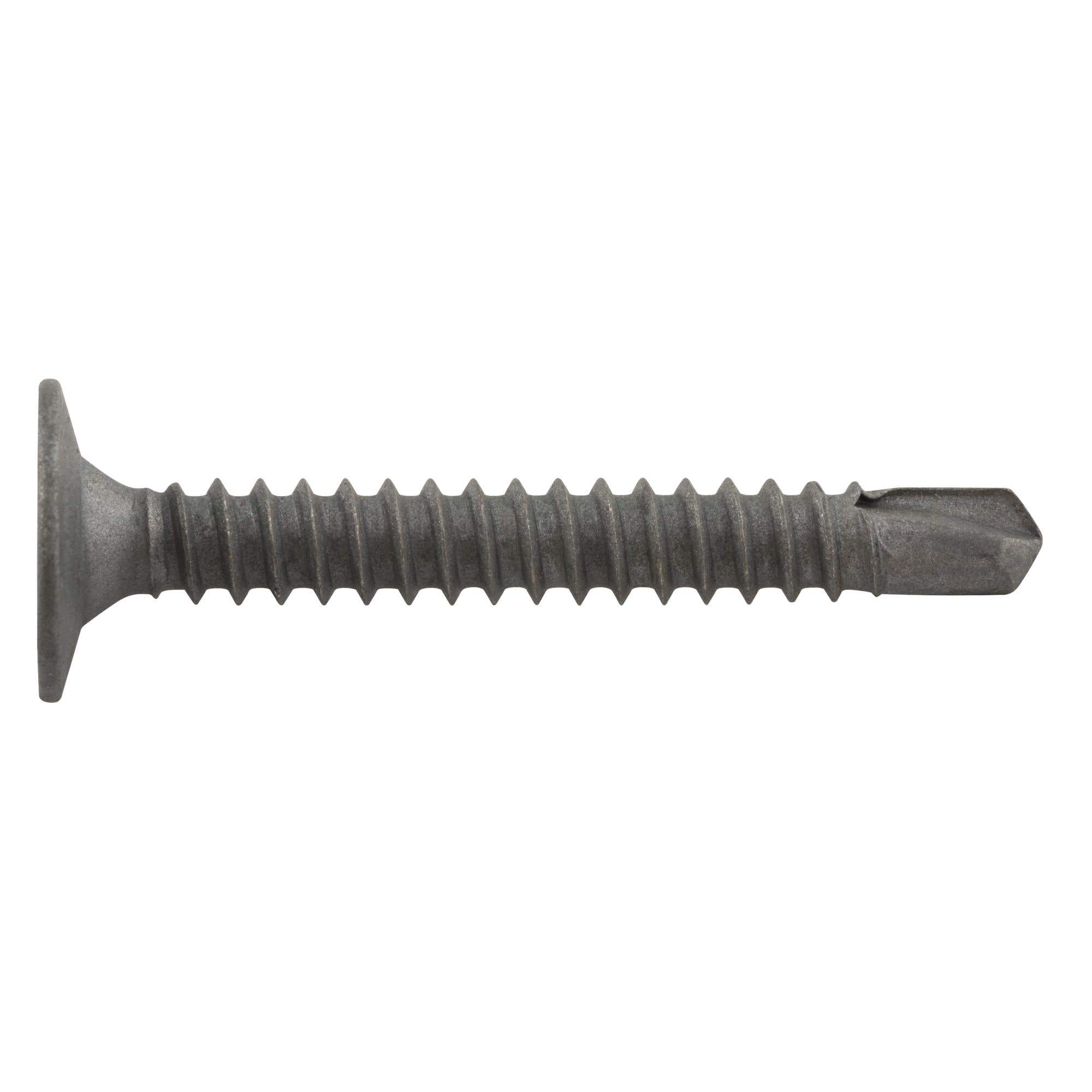 #10-16 x 1-1/2" Drilit Self-Drilling Screws for Wood-to-Metal Applications, Phillips Wafer Head, #3 Point, Case Hardened Carbon Steel with ACQ Gray Stalgard Coating