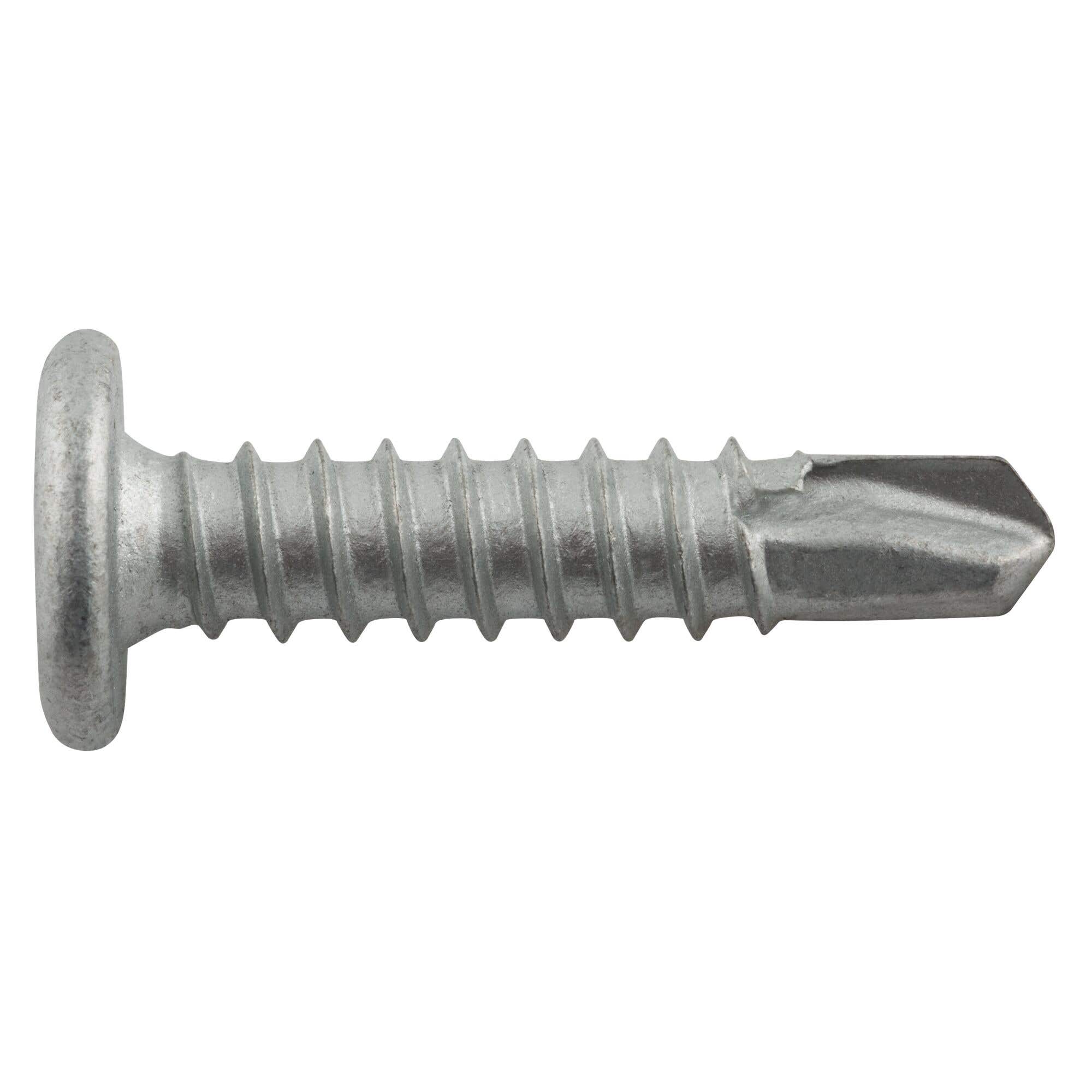 #12-14 x 1" Architectural Roof Clip Self-Drilling Screws for Steel Applications, Pancake Head with #2 Phillips Drive, #3 Point, Carbon Steel with Silver Stalgard Coating