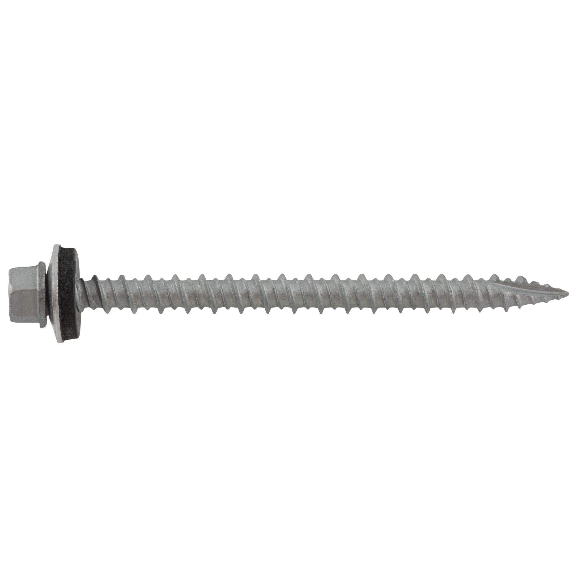 #10-16 x 2" TapFast Screws for Metal to Wood Applications, Hex Washer Head with Bonded Sealing Washer, Type 17 Point, Carbon Steel with Stalgard Coating