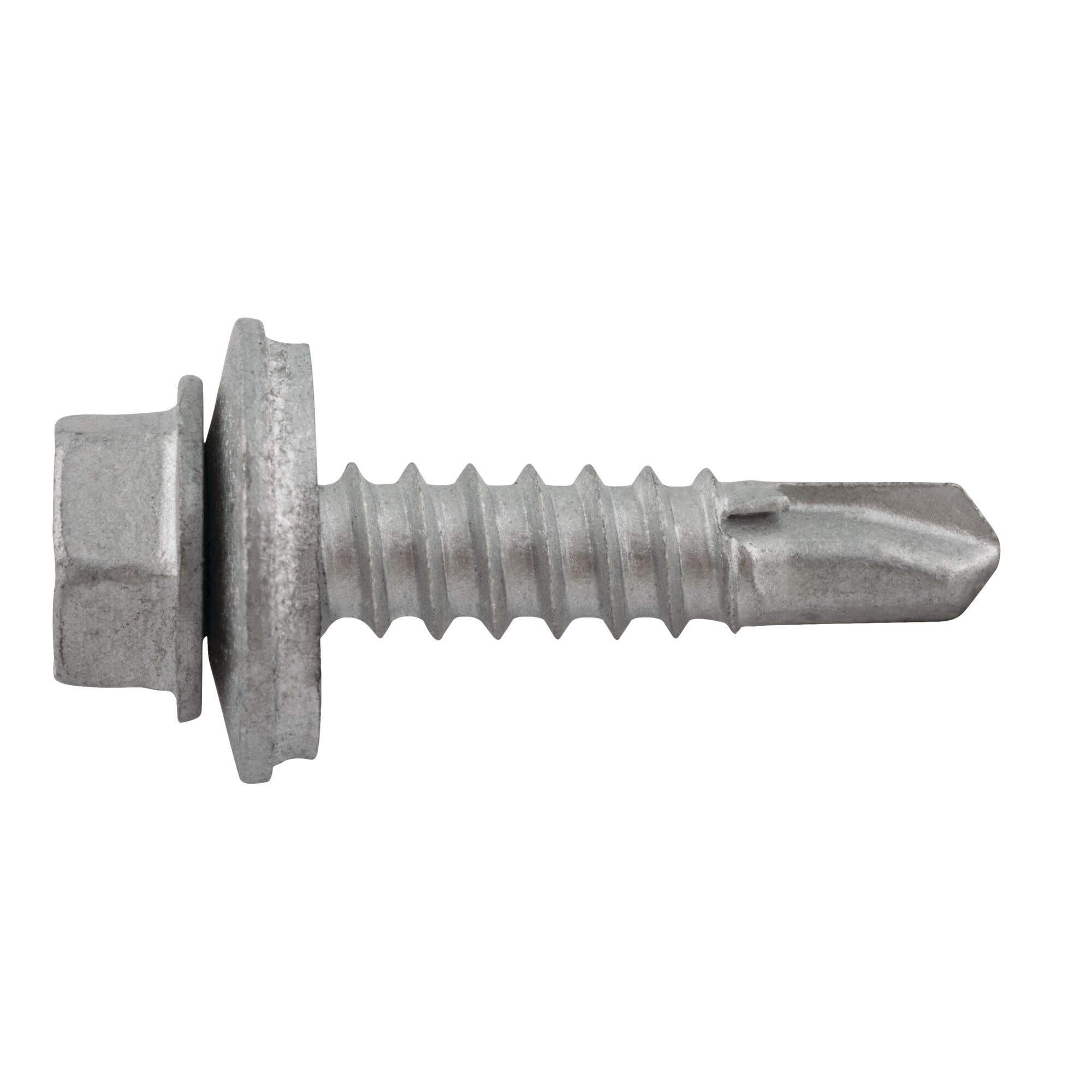 #12-14 x 1" Drilit Self-Drilling Screws, 5/16" Hex Washer Head with Bonded Sealing Washer, #3 Point, Case Hardened Carbon Steel with Stalgard Coating, ICC Code Approved, ESR-3294