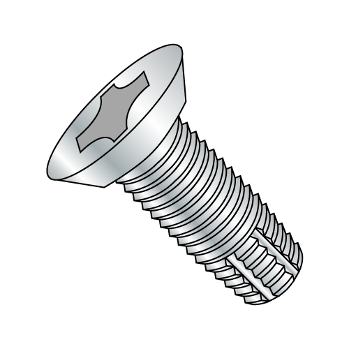 #12-24 x 1/2" Thread Cutting Screws, Undercut Flat Phillips Head, Type F, Fully Threaded, Zinc Plated