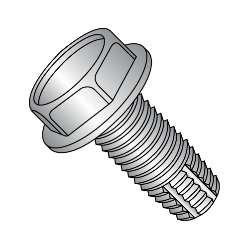 #12-24 x 1 Thread-Cutting Screws, Type F, Unslotted Hex Washer Head, Fully Threaded, 18-8 Stainless Steel