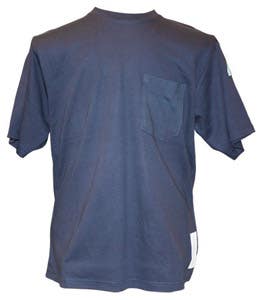 FW-SSN-XL, Maxisoft Flame Resistant Cotton/Spandex T-Shirt, Left Breast Pocket, Navy - Extra Large