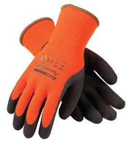PowerGrab Thermo Hi-Vis Seamless Knit Acrylic Terry Gloves with Latex MicroFinish Grip on Palm & Fingers - Extra Large