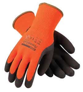 PowerGrab Thermo Hi-Vis Seamless Knit Acrylic Terry Gloves with Latex MicroFinish Grip on Palm & Fingers - 2XL